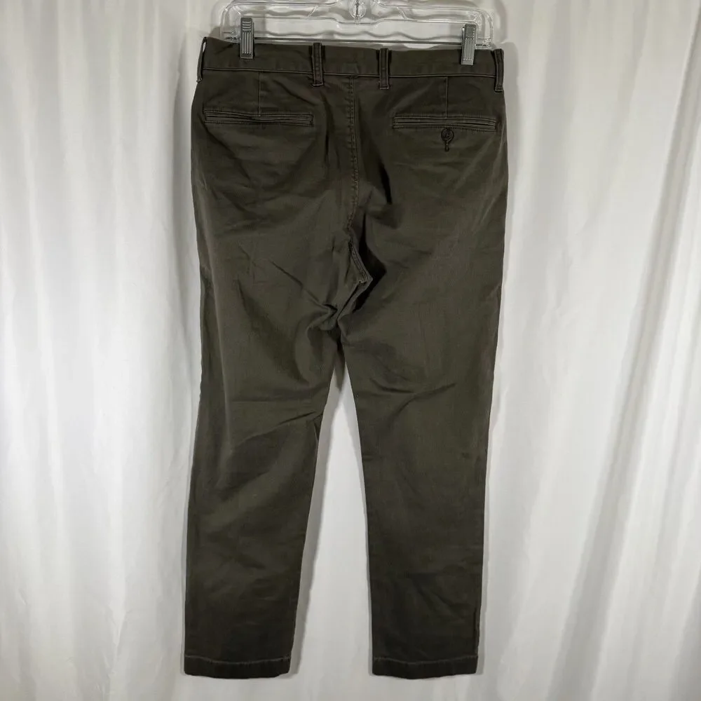 J. Crew Mercantile Pants Men's 31x30 Green Straight Flat Front Flex Cotton Blend